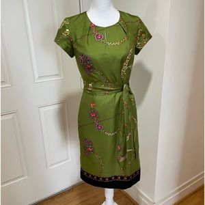 Talbots Silk Cap Sleeve Charmed Print Dress